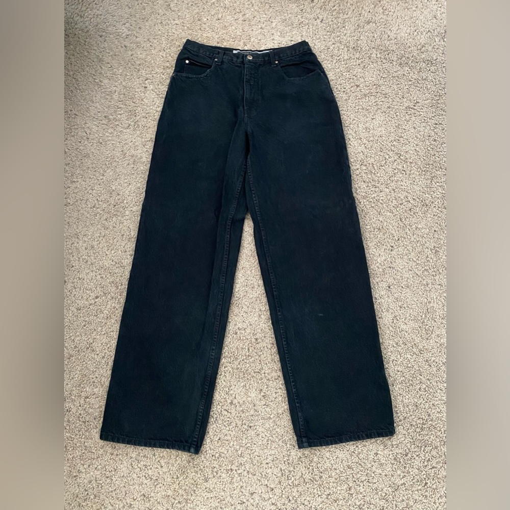 Anchor Blue Beyond Baggy Jeans 34x34 Black Wide Denim Zipper Pockets